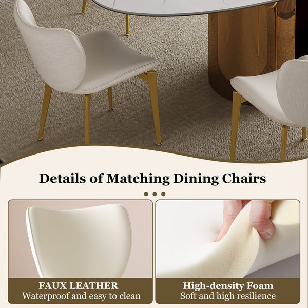 English Elm 70.9-Inch Oval Dining Table With Copper Stainless Steel Base - Elegant, Durable & Family-Friendly Design W509S00151