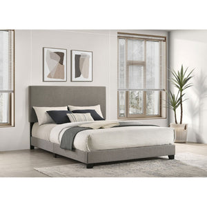 English Elm Efram Taupe Fabric Queen Bed Tall Padded Headboard Matte Black Legs Modern Bedroom B062P441116
