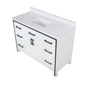 English Elm White Bath Vanity 48" W With Elegant White Quartz Top, Soft-Close Drawers & Ample Storage Options B2731P260600-GIGA
