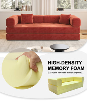 English Elm 78.8Inch Modular Sectional Sofa Bed - Convertible Orange Sofa For Small Spaces, Easy Care & Custom Layouts W3147P278113