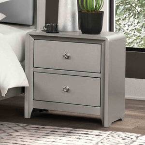 English Elm Contemporary Glam Nightstand Glossy White Lacquer Chrome Legs Dovetail Drawer Bedroom B2741P435314