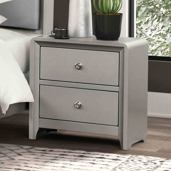 English Elm Contemporary Glam Nightstand Glossy White Lacquer Chrome Legs Dovetail Drawer Bedroom B2741P435314
