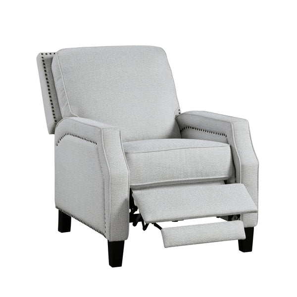 English Elm Push Push Back Reclining Chair Gray Chenille with Nailhead Trim Transitional Comfort Seat Recliner 93 B011P264613
