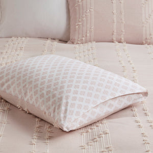 English Elm 3 Piece INK+IVY Kara Cotton Jacquard Comforter Set King/Cal King Blush Ivory OEKO-TEX 250gsm B03596419