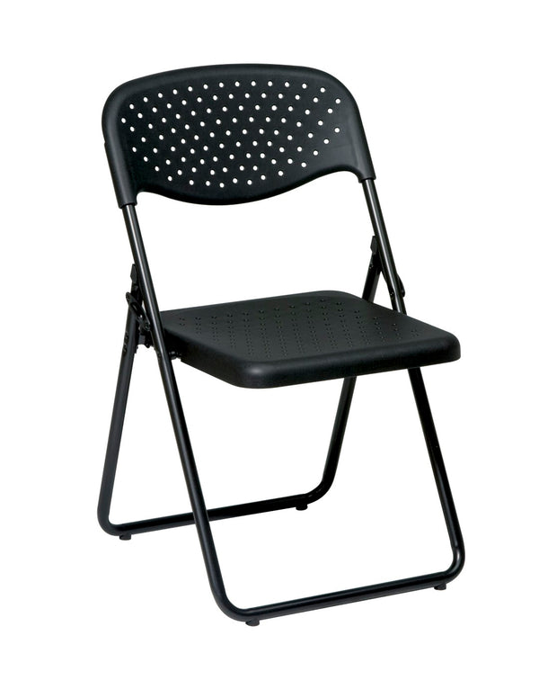 OSP Home Furnishings Folding Chair Ventilated Plastic Seat Commercial Grade Stackable for Office Events FC8000NP-3