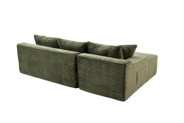 English Elm 106.3" Jumbo Corduroy L-shape Sectional Deep Seat Sofa No Assembly Living Room W5515S00034