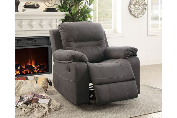 English Elm Contemporary Slate Blue Breathable Leatherette Motion Recliner Chair with Pillow-Top Arms, Glider Rocker, Pine Frame B011P205567