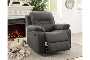 English Elm Modern Reclining 3 Piece Living Room Set Slate Blue Leatherette Sofa Loveseat Chair B011S02405