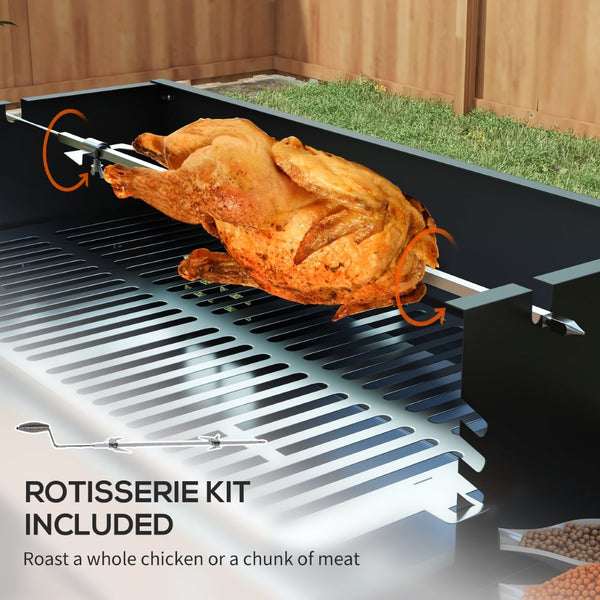 English Elm Outsunny Charcoal Rotisserie Roaster with Dual Cooking Zones and Foldable Prep Shelves W2225P174314