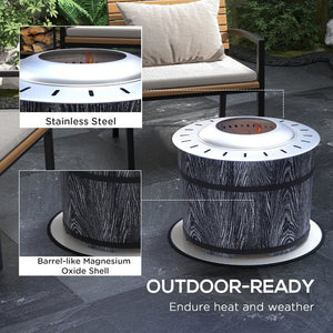 English Elm Outsunny Barrel Wood Burning Fire Pit Low Smoke Secondary Combustion Backyard Patio Portable Black W2225P174293