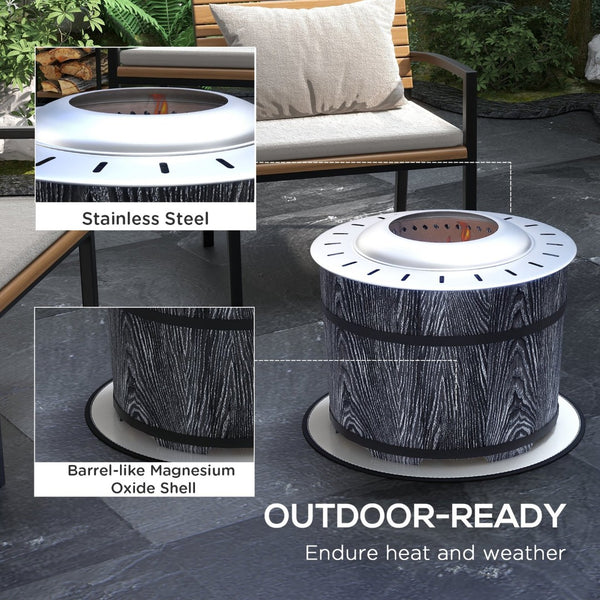 English Elm Outsunny Barrel Wood Burning Fire Pit Low Smoke Secondary Combustion Backyard Patio Portable Black W2225P174293