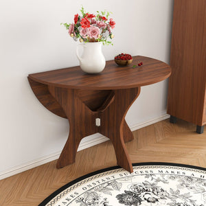 English Elm 43 Inch Foldable Mdf Dining Table with Warm Wood Grain Veneer for Compact Living Walnut W2700P409328