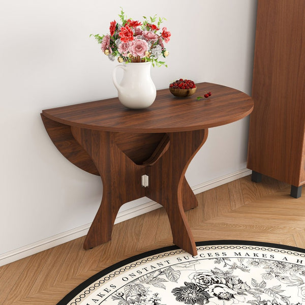 English Elm 43 Inch Foldable Mdf Dining Table with Warm Wood Grain Veneer for Compact Living Walnut W2700P409328