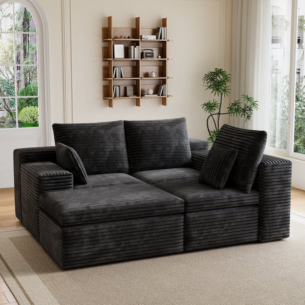 English Elm U Shape Modular Sectional Sofa - Stylish Corduroy Sleeper Couch For Small Spaces, No Assembly Needed W1825S00024-GIGA