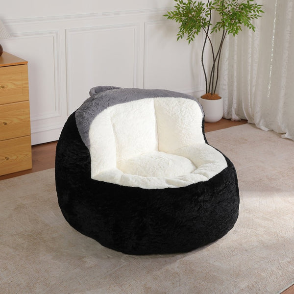 English Elm Oversized Faux Fur Bean Bag Chair - Multicolor Lounger Sofa For Cozy Living Room Relaxation! W3723P375716-GIGA