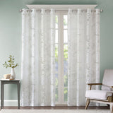 Madison Park Leilani Coastal Palm Leaf Burnout Window Sheer MP40-4381 White