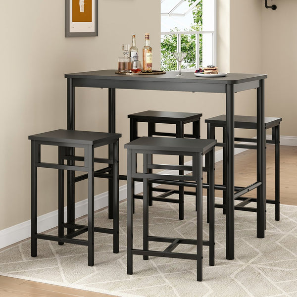 English Elm 47 Inch Counter Height Bar Table - Modern Rectangular Dining Table With Metal Legs For Any Space T3623P381059