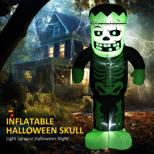 English Elm Outdoor 8 Foot Tall Halloween Skeleton Frankenstein Inflatable with Led Yard Display T3971P382542