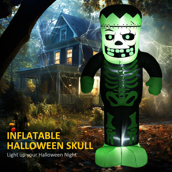 English Elm Outdoor 8 Foot Tall Halloween Skeleton Frankenstein Inflatable with Led Yard Display T3971P382542