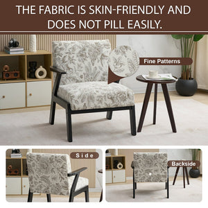 English Elm Mid-Century Lounge Armchair with Cushion, Beige+Grey Polyester, Ergonomic Design, 350lbs Capacity W2989P339876