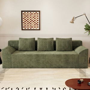 English Elm 71" Corduroy Tufted Loveseat with Deep Seat and Curved Back for Compact Living Spaces Antique Green W5571P440915