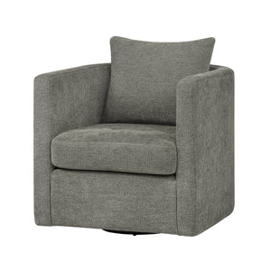 English Elm Sutton Ultra-Soft Gray Swivel Barrel Chair with Pocket Coil Seat, Reversible Cushions, Stain-Resist B050P322585