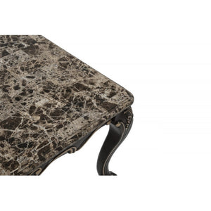 English Elm Traditional Faux Marble Sofa Side Table with Gold Inlay Carved Cabriole Legs Espresso B011P457606