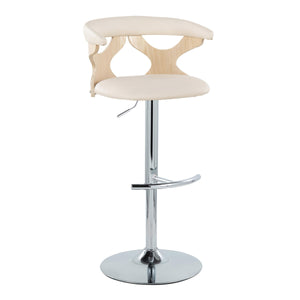 English Elm Gardenia Adjustable Swivel Barstools Set Of 2 In Cream Faux Leather & Chrome, Modern Comfort Style B202S00877