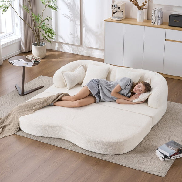 English Elm 2-in-1 Foldable Chenille Sleeper Sofa Compact Convertible Loveseat for Modern Living W2231P392100