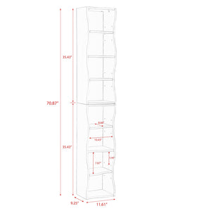 English Elm 8-layer ultra-thin 8-tier tall bookshelf with wavy edge design, space-saving display shelf for home office Pink W487P339355