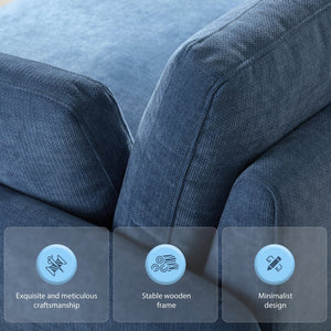 English Elm 50*43" Oversized Chenille Armchair Deep Lounge Seat Modern Minimalist Living Room Chair Blue N723S5042P