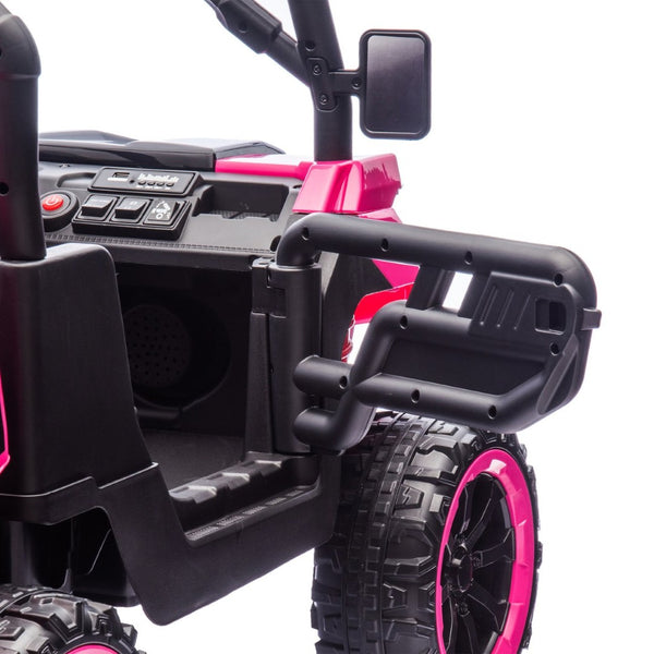 English Elm 24v Two Seat Kids Electric Dump Truck Six Wheel 4wd Utv with Parental Remote Pink W1578P268990