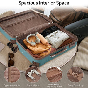 English Elm 4 Piece Abs Hard Shell Luggage Set with Spinner Wheels Tsa Lock and Packing Cubes Blue PP313145AAC