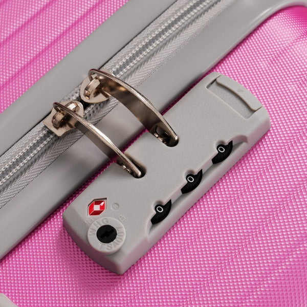 English Elm Luggage 3 Piece Hardshell Abs Set with Spinner Wheels Tsa Lock Travel Ready Pink N730P304620P