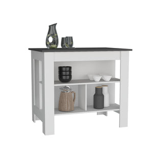 English Elm Cortes 2-Tier Kitchen Island With Spacious Worktop, Stylish Storage & Reversible Design For Versatility B070P234334