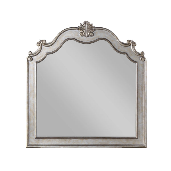 English Elm Esteban Antique Champagne Mirror with Arched Frame and Intricate Poly-Resin Trim for Elegant Décor B2726P257374