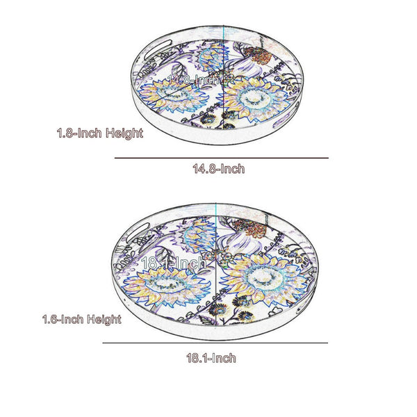 English Elm 2 Piece Nesting Round Trays Bold Plaid Print Mdf Home Organization Set B056P412607