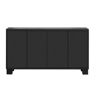 English Elm Trexm Ash Veneer Buffet with Gold Handles Matte Black Lacquer Dining Storage N715P232696B