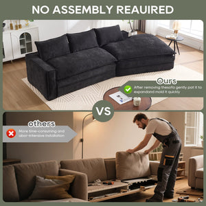 English Elm Modern Minimalist Modular Sectional Sofa - Versatile Upholstered Cloud Couch With Right Chaise In Black W2959S00012