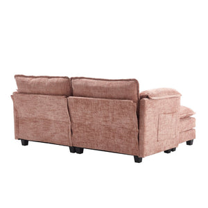 English Elm United Cozy Chenille Two-Seat Sofa With Detachable Armrests, Footstools, And Side Pockets For Comfort W1568S00139-GIGA