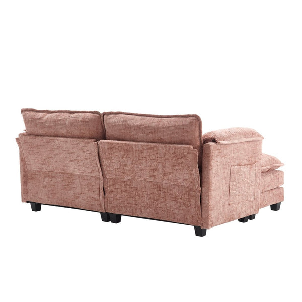 English Elm United Cozy Chenille Two-Seat Sofa With Detachable Armrests, Footstools, And Side Pockets For Comfort W1568S00139-GIGA