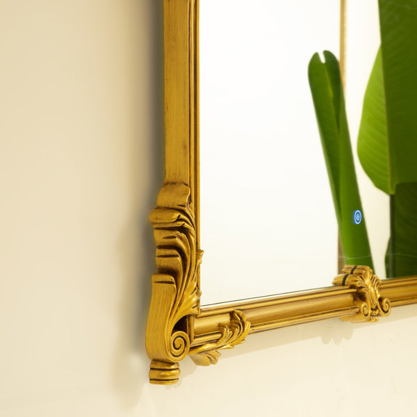 English Elm 35'' VITI Mirror Baroque Revival with Ornate Gold PU Frame, Backlit LED, Elegant Bathroom Accent W2615P346494