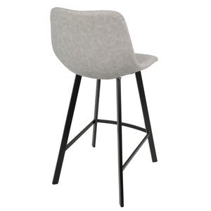 English Elm Outlaw Industrial Counter Stool Set of 2 — Grey Faux Leather, Black Metal Frame, Suede-Like PU Comfort B202P222418