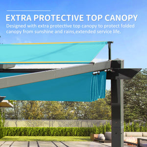 English Elm 11 11 X 16 FT Retractable Pergola with Weather-Resistant Canopy, Aluminum Frame, Easy Assembly, Versatile Outdoor Shade and Entertainment Space Lake Blue W1859S00077
