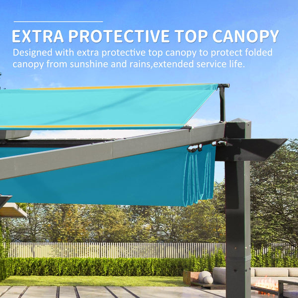 English Elm 11 11 X 16 FT Retractable Pergola with Weather-Resistant Canopy, Aluminum Frame, Easy Assembly, Versatile Outdoor Shade and Entertainment Space Lake Blue W1859S00077
