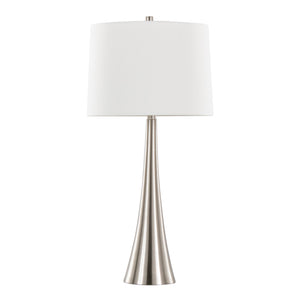 English Elm Diana 29" Contemporary Brushed Nickel Table Lamp Set of 2 with White Linen Shade, 3-Way Modern Elegance B202P224110