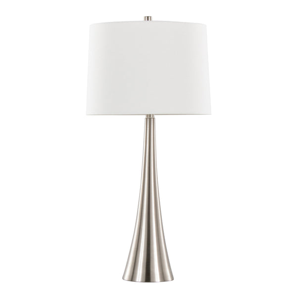 English Elm Diana 29" Contemporary Brushed Nickel Table Lamp Set of 2 with White Linen Shade, 3-Way Modern Elegance B202P224110