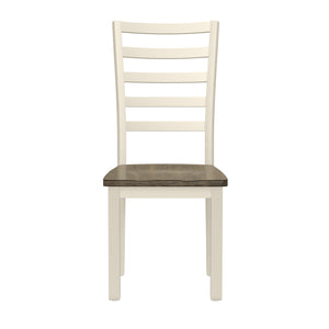 English Elm Wallace & Bay - Brown Brown And White 6 Piece Dining Table Set - Farmhouse Dogwood Bark & Blossom Finish, Easy-Care Wood, 60" Table Perfect for Family Gatherings B361P384405