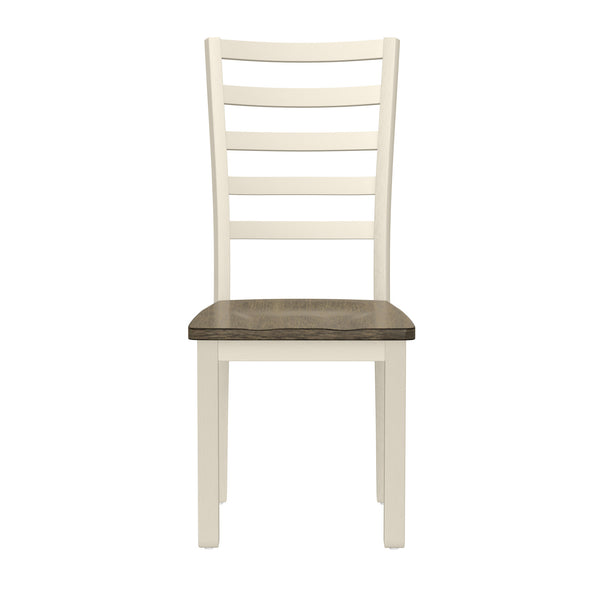 English Elm Wallace & Bay - Brown Brown And White 6 Piece Dining Table Set - Farmhouse Dogwood Bark & Blossom Finish, Easy-Care Wood, 60" Table Perfect for Family Gatherings B361P384405