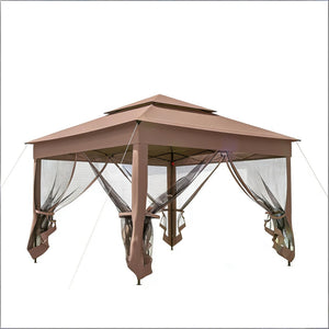 English Elm Handy Pop up Gazebo with Vented Dual Roof Mesh Walls Steel Frame Backyard Shelter T3971P486741